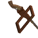 Leather strap with holstered musket